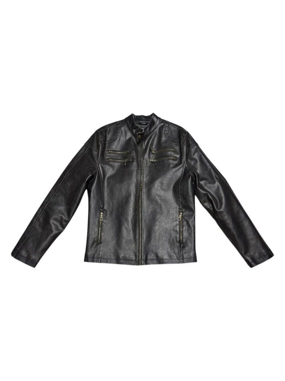 AMERICAN RAG FAUX VEGAN LEATHER Motorcycle Biker Bomber Jacket Mens Large